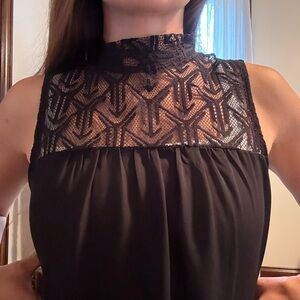 Black Sleeveless Top with Lace Detail